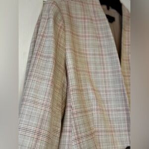 Ann Taylor Pink and Beige Plaid Blazer